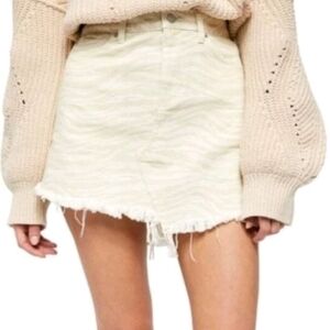 NWOT Free People We The Free Skirt Bailey Denim Mini Zebra Print in Cream